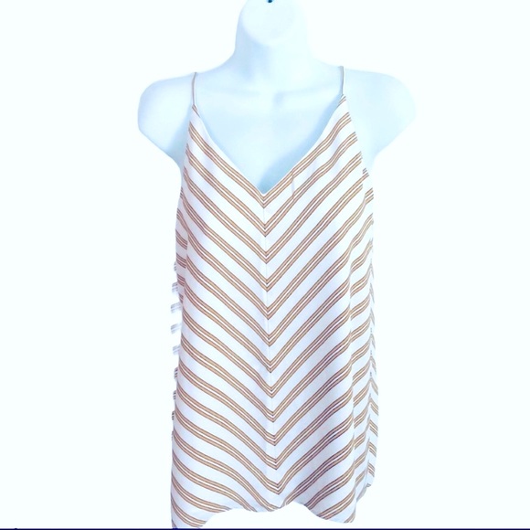 NWT Loft Bar Back Chevron Gold Stripe V-Neck Strappy Sleeveless Cami Tank Small - Picture 5 of 10